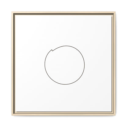 Framed matte canvas wall art featuring a minimal circular line design, designed by Printify for modern home decor.
