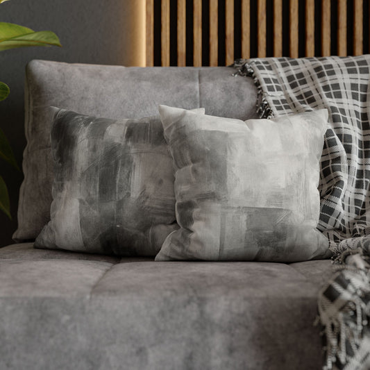 Gray watercolor decorative pillowcase made of spun polyester, square throw pillow cover with artistic design.