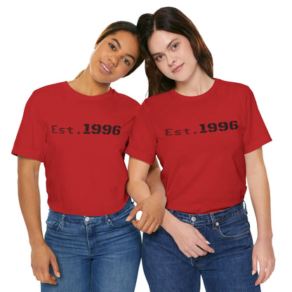 Vintage Est. 1996 T-shirt by Printify with a classic design, perfect for birthday gifts celebrating a birth year.