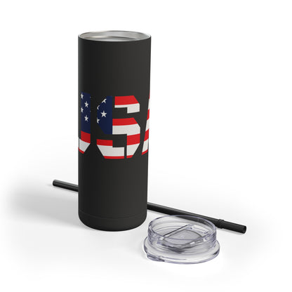 USA Flag Tumbler - 20oz Skinny Matte Drinkware, Travel Mug, Patriotic Gift, Fourth of July, Summer BBQ, Camping, Outdoor - TRV