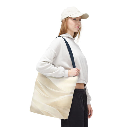 Cream Abstract Waves Tote Bag | Neutral Swirl Pattern