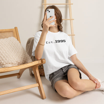 Vintage minimalist Est. 1995 T-shirt by Printify featuring a simple birthday design and classic fit.