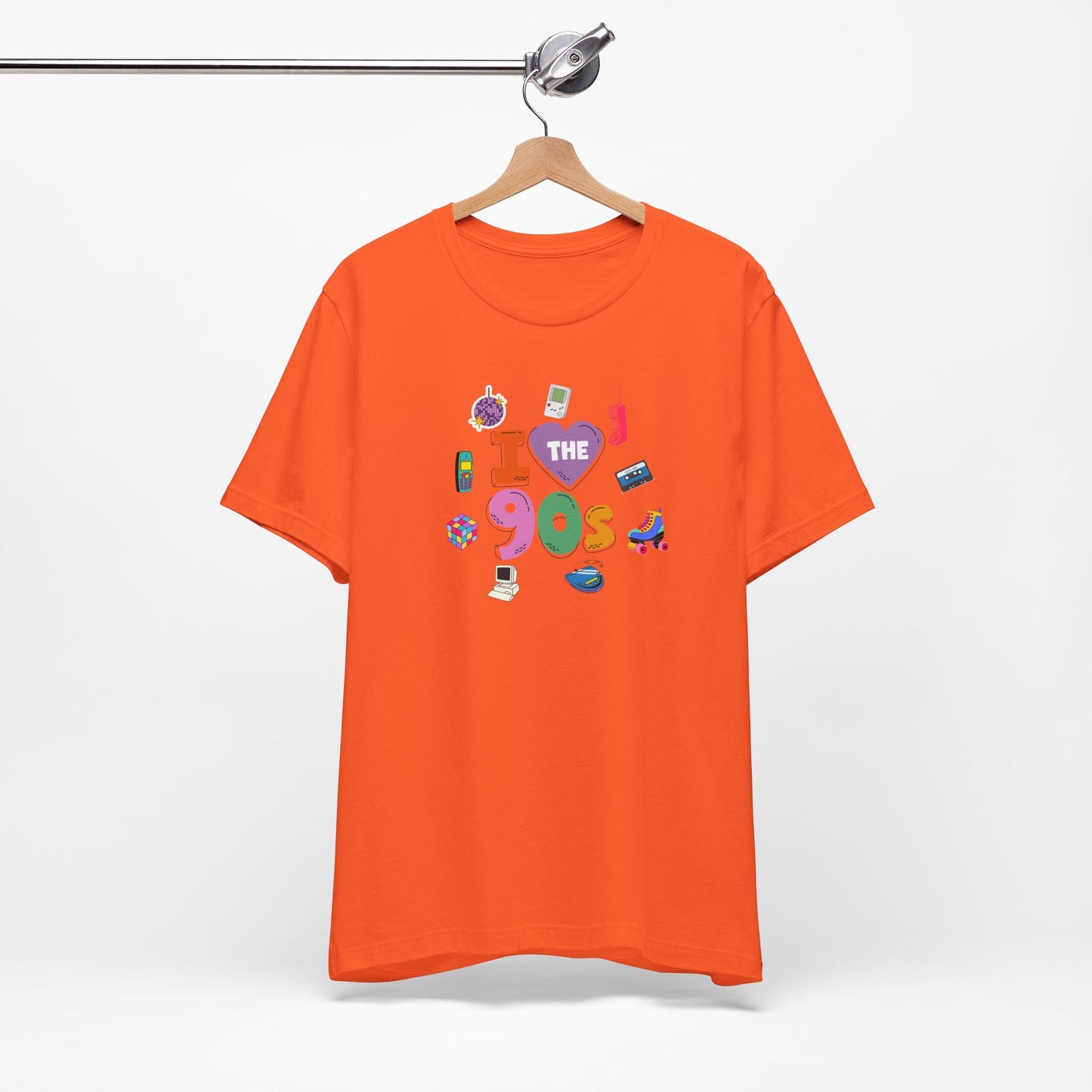 I  Love the 90's Short Sleeve Tee - Retro Graphic Tee, Vintage Style Shirt, Perfect for Casual Outings, 90s Nostalgia Apparel