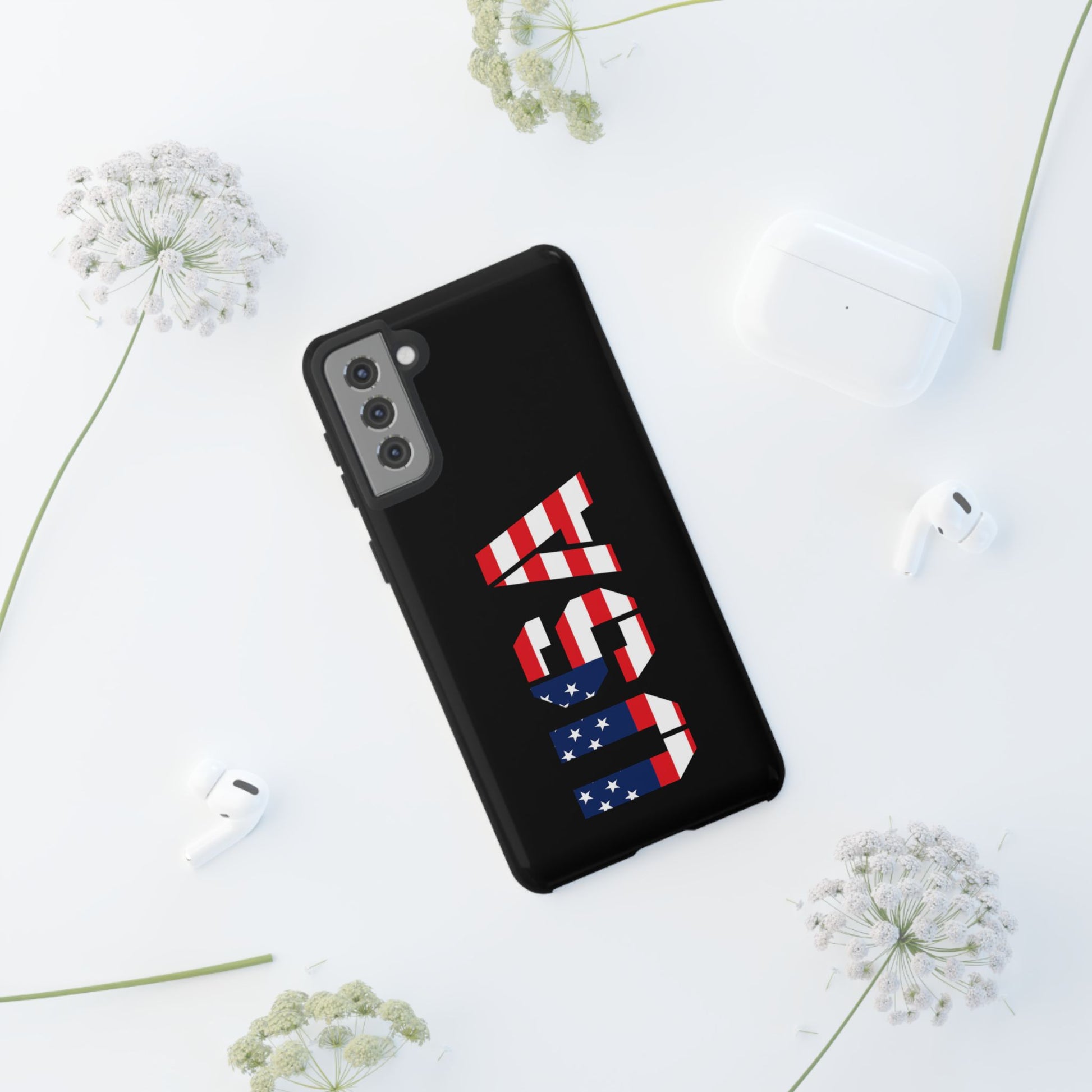 USA patriotic American flag tough phone case by Printify, featuring a bold flag design on durable protective cover.