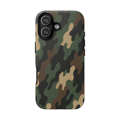 Camouflage tough phone case by Printify featuring rugged camouflage design and protective features for smartphones.