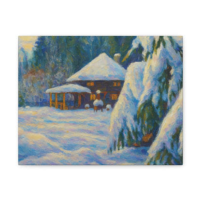 Winter Landscape Canvas Wall Art, Cozy Home Decor, Christmas Gift, Seasonal Artwork, Impressionist Style - TRV
