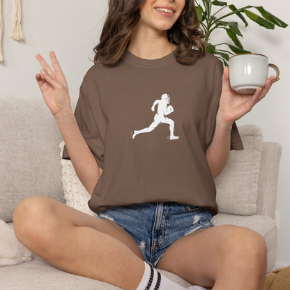 Sporty Unisex Garment-Dyed T-Shirt with Football Player Graphic, Activewear, Casual Wear, Gift for Runners, Fitness Apparel, Everyday Style