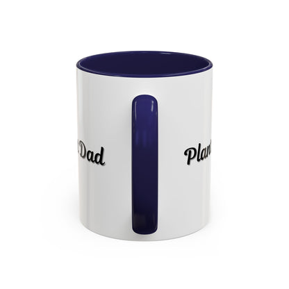 Black-handle Plant Dad coffee mug with plant-themed design, perfect for plant lovers, 11oz or 15oz size by Printify.