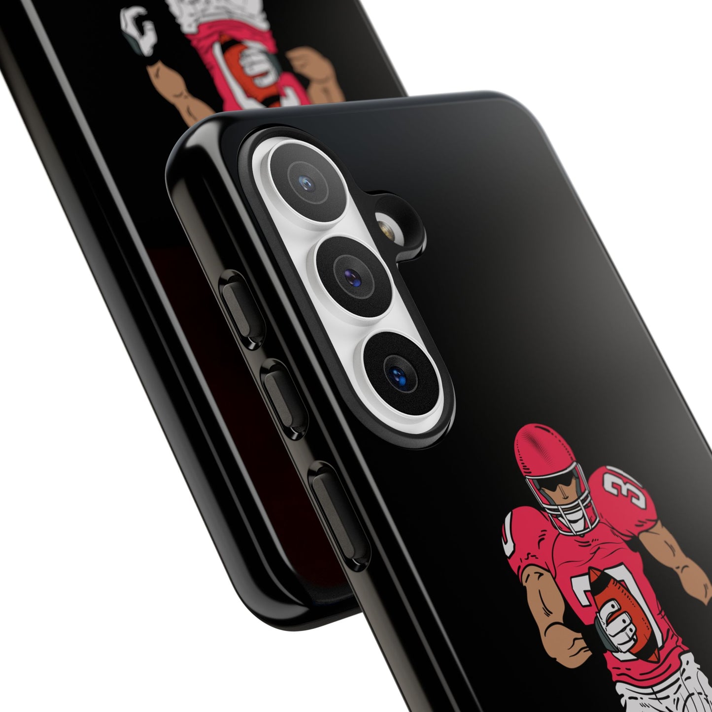 Black football player tough phone case for iPhone by Printify, featuring sports-themed protective design.