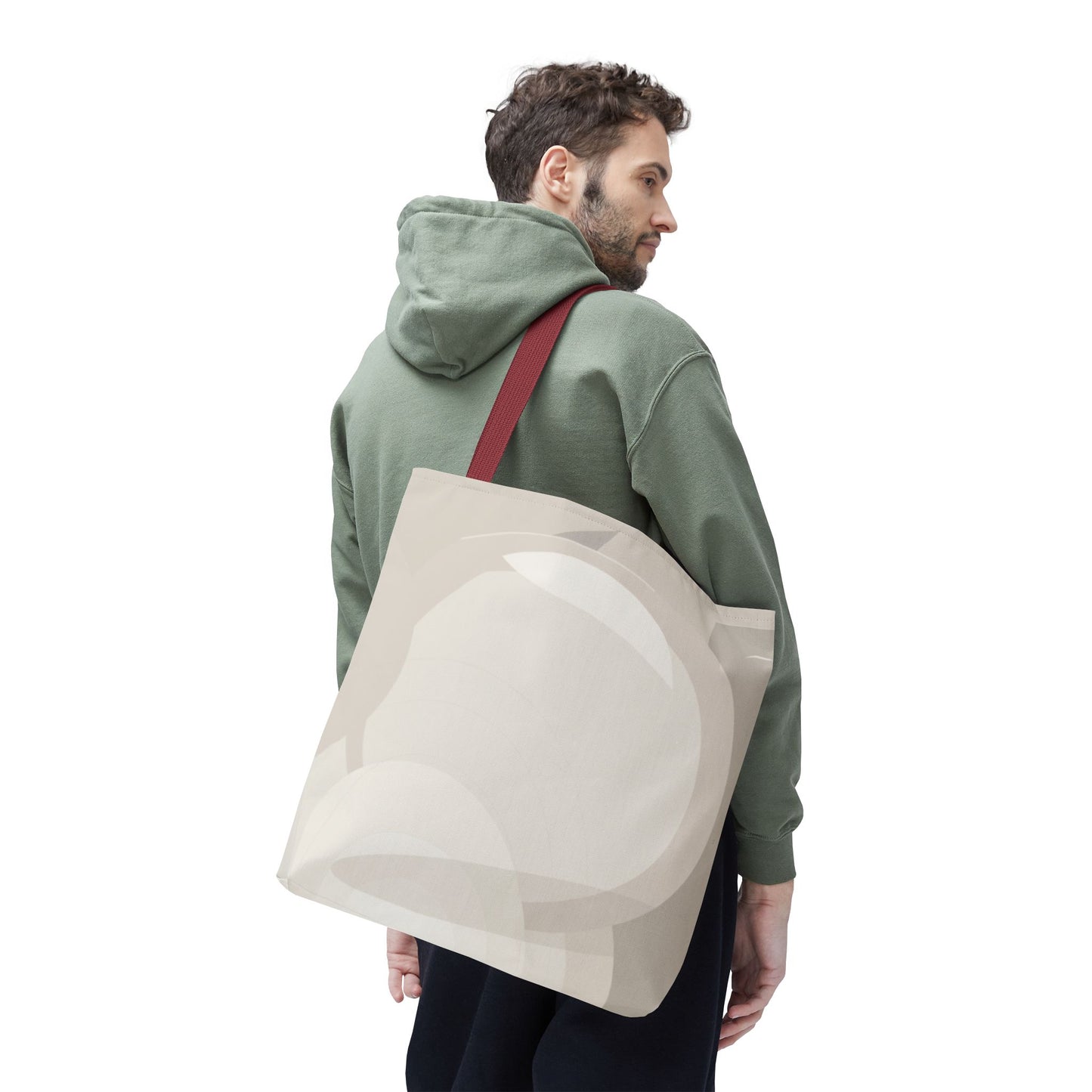 Neutral Abstract Circle Pattern Tote Bag | Minimal Beige AOP Canvas
