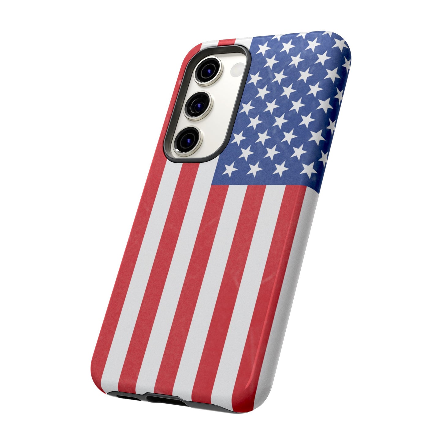American flag tough phone case for iPhone by Printify, durable patriotic cover with bold flag design on a clear background.