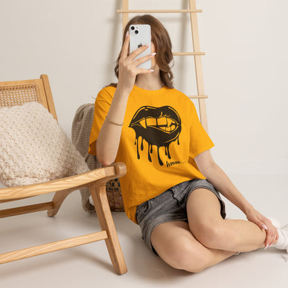 Edgy Graphic Tee - Dripping Lips Design - Unisex Heavy Cotton Tee