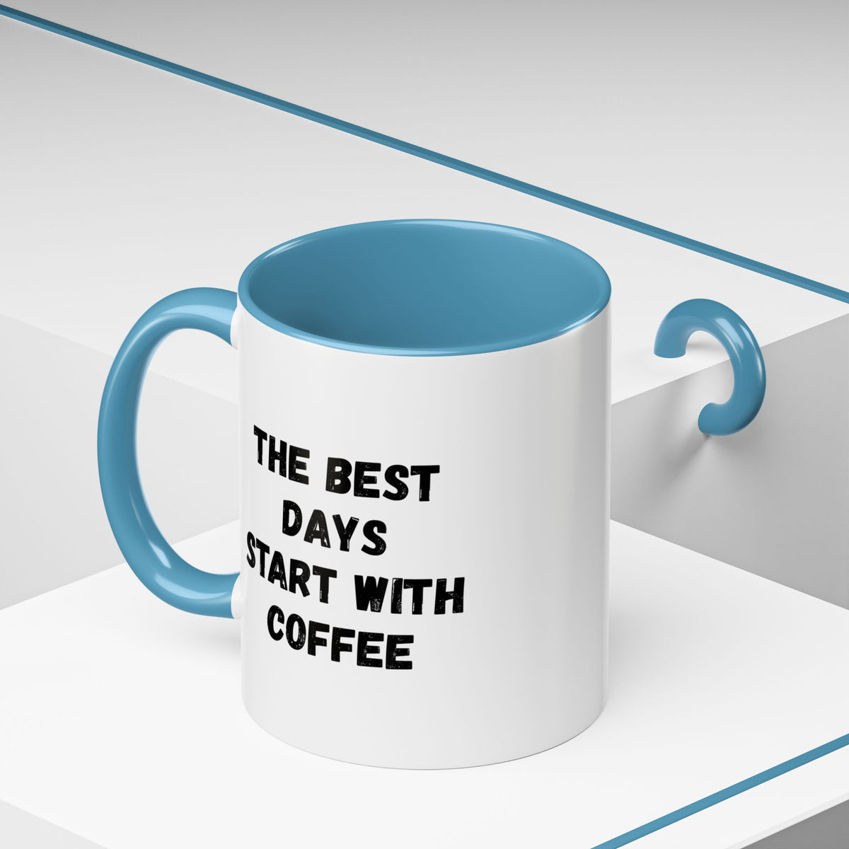 Ceramic coffee mug with "The Best Days Start With Coffee" print, 11oz, ideal for coffee lovers, by Printify.