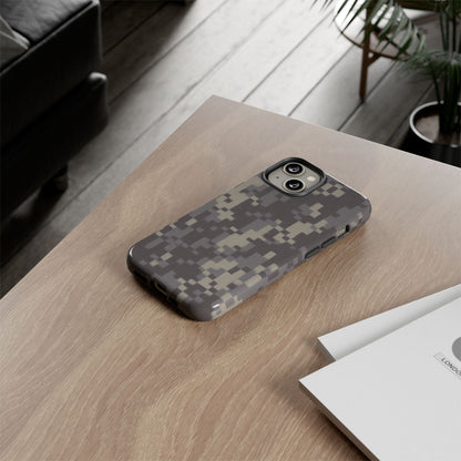 Digital camouflage tough phone case by Printify, rugged protective cover for smartphones with a durable camouflage design.