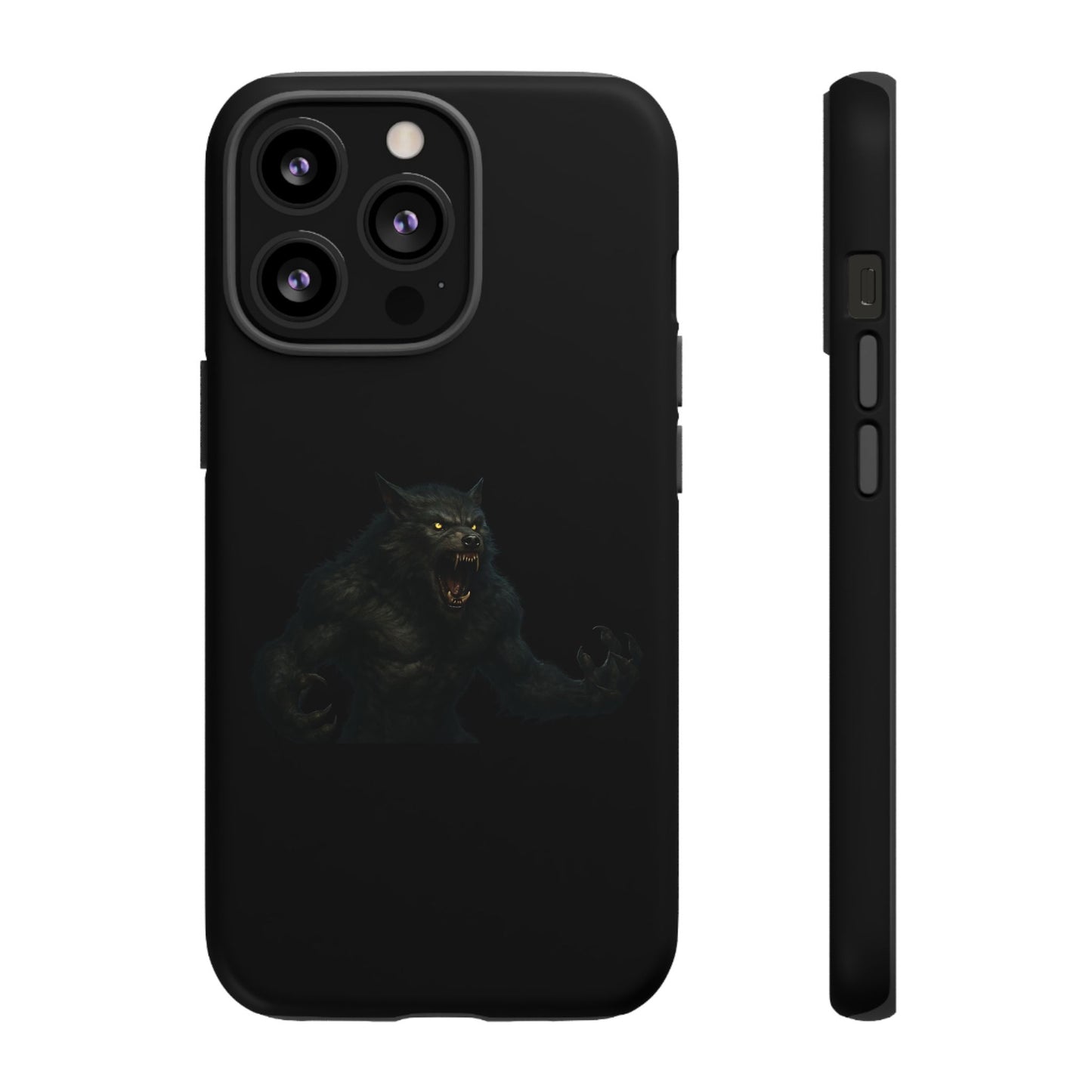 Werewolf phone case with dark monster graphic, tough protective design for smartphones, by Printify.