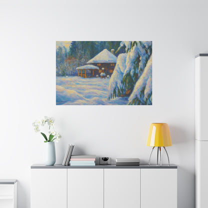 Winter Landscape Canvas Wall Art, Cozy Home Decor, Christmas Gift, Seasonal Artwork, Impressionist Style - TRV