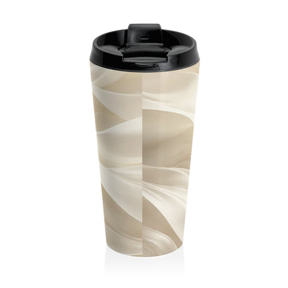 Neutral Abstract Waves Stainless Steel Travel Mug | Beige Swirl Tumbler