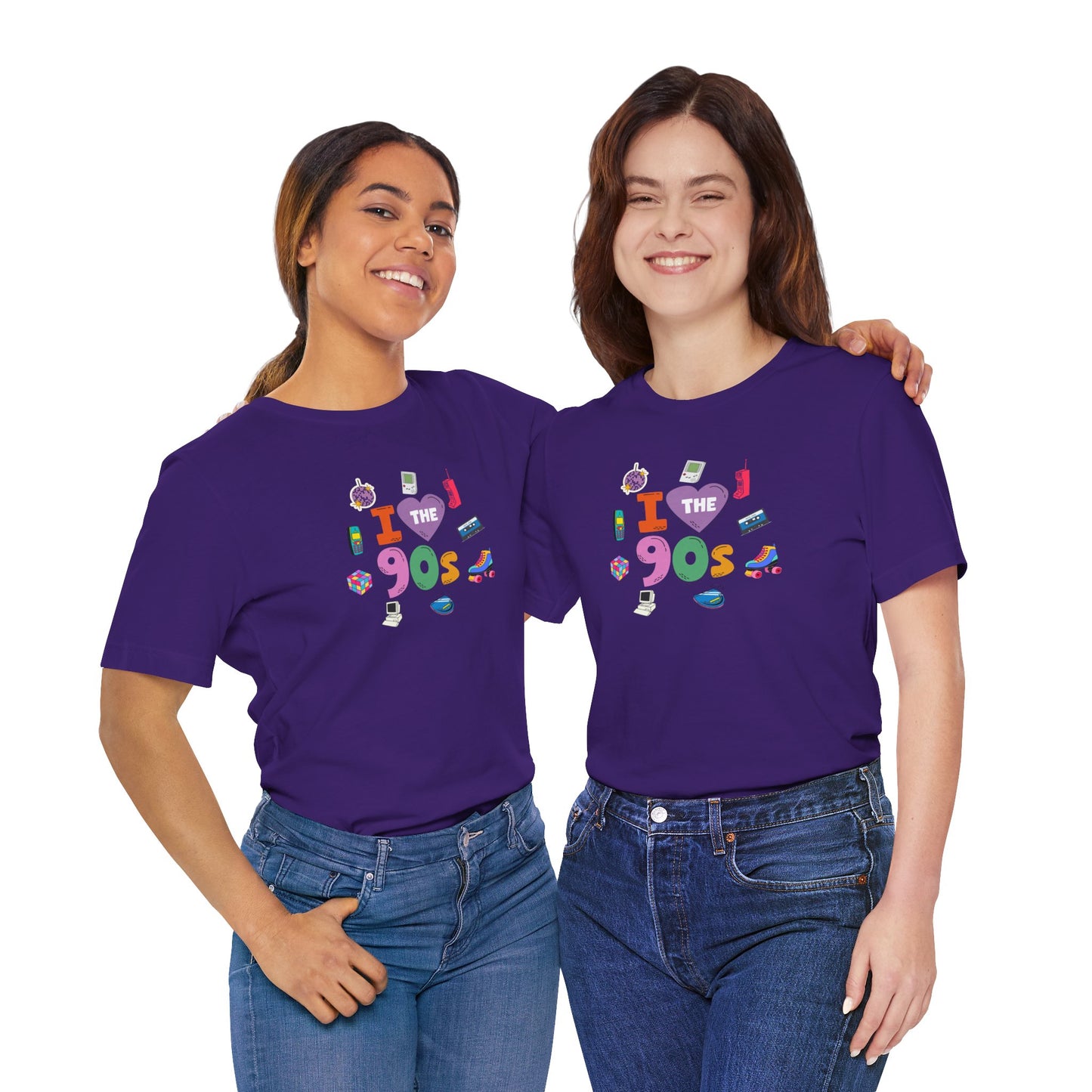 I  Love the 90's Short Sleeve Tee - Retro Graphic Tee, Vintage Style Shirt, Perfect for Casual Outings, 90s Nostalgia Apparel