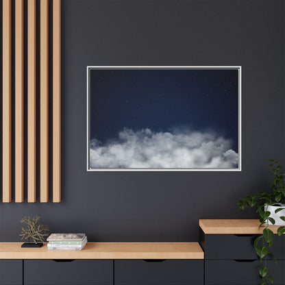 Night Sky Clouds matte canvas framed wall art featuring starry sky and cloud details by Printify