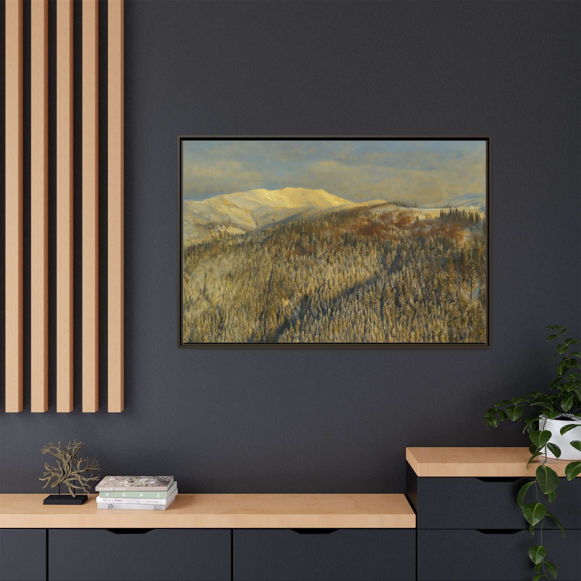 Framed Mountain Canvas Art, Perfect for Home Decor, Nature Wall Art, Gift for Nature Lovers, Cozy Atmosphere - TRV