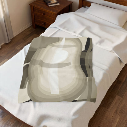 Abstract Neutral Shapes Velveteen Plush Blanket | Modern Minimalist Art