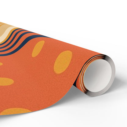 Abstract Retro Wave Wrapping Paper Roll — Mid-Century Geometric Gift Wrap