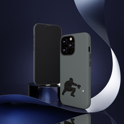 Printify baseball catcher phone case in tough, protective design with detailed catcher glove and ball illustration for iPhone or Android.