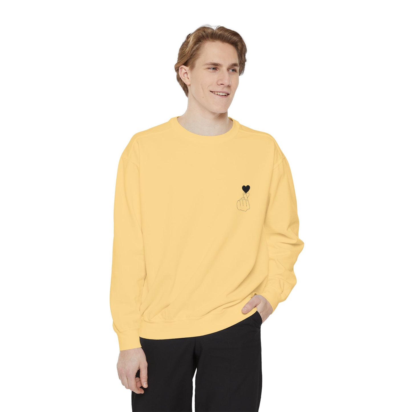 Unisex Garment-Dyed Sweatshirt with Heart Design - Cozy & Stylish