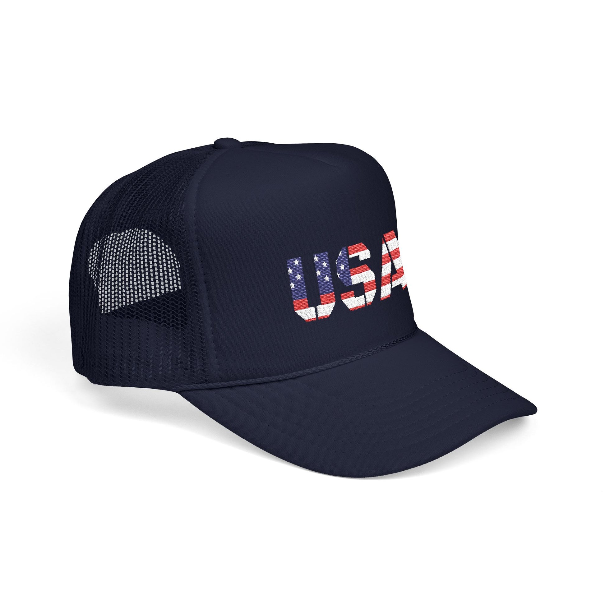 USA Flag Embroidered Foam Trucker Hat, Patriotic Cap, Red Mesh Hat, Summer Outdoor Gear, Festival Accessory, July 4th Gift - TRV