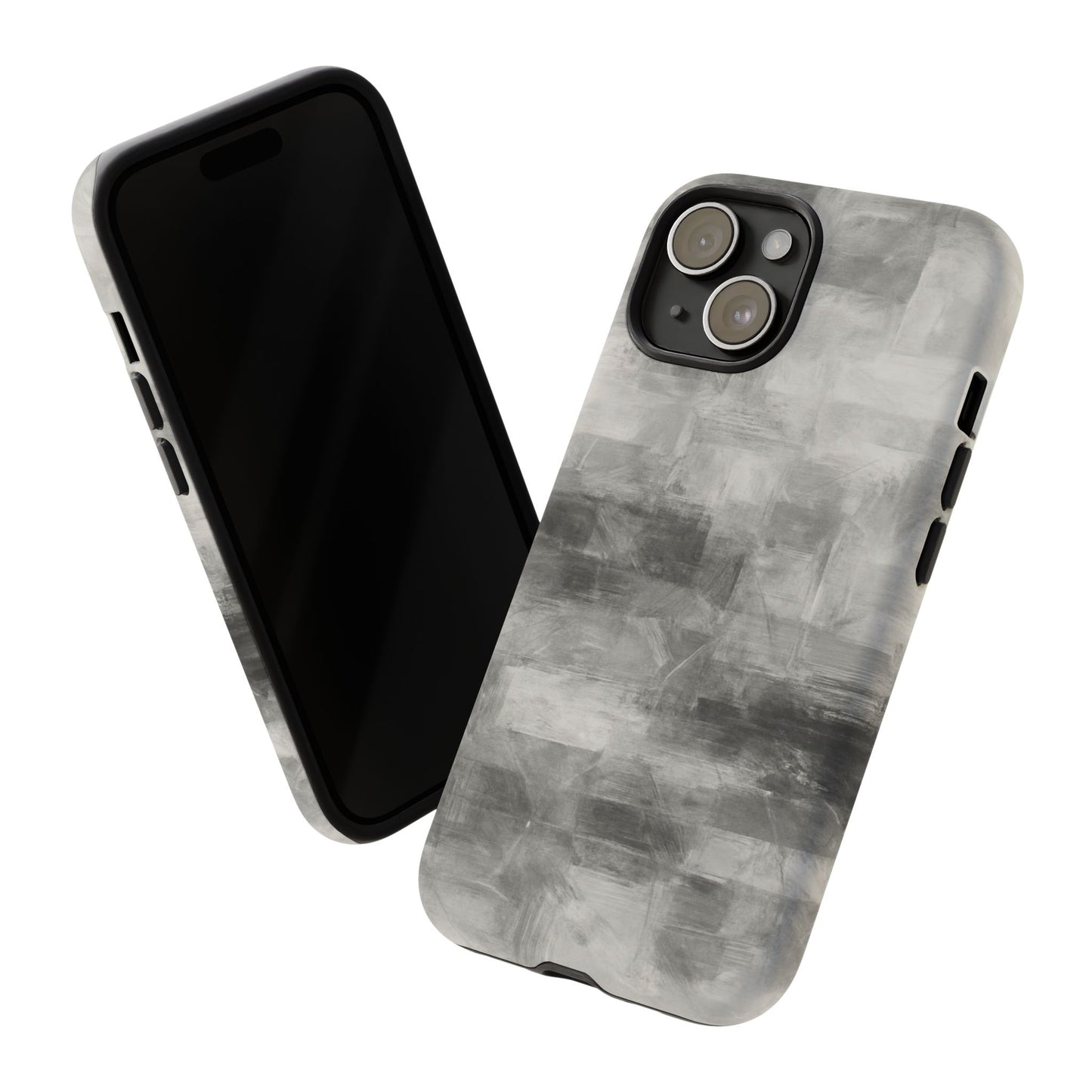 Abstract gray grid phone case for iPhone by Printify, featuring a tough protective design and modern geometric pattern.
