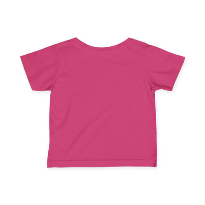 Infant baby T-shirt with "Born in the USA" patriotic design, made by Printify, featuring a soft cotton fabric and patriotic print.