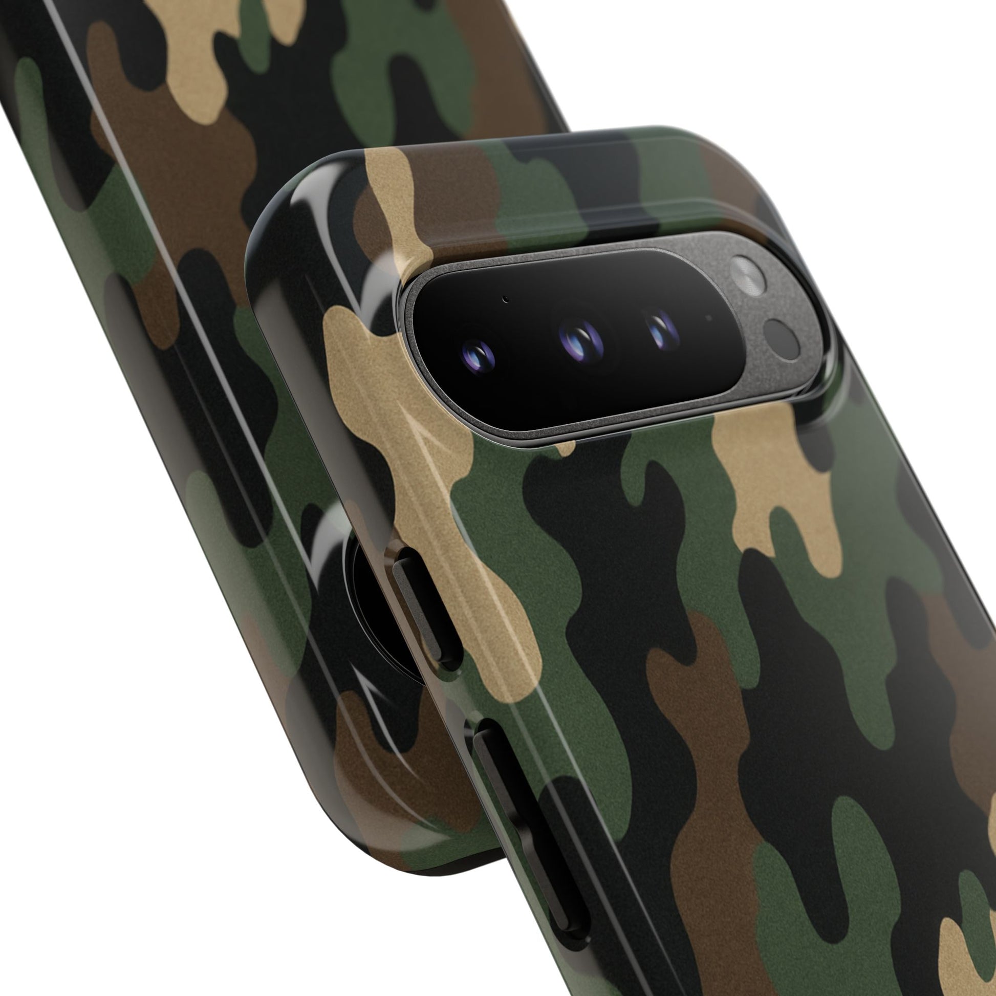 Camouflage tough phone case by Printify with rugged camouflage design, protective hard shell for smartphone protection.
