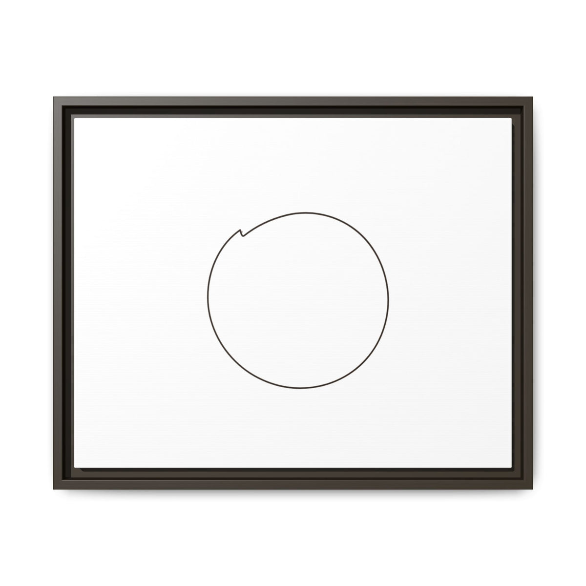 Framed matte canvas wall art featuring a minimal circular line design, by Printify, perfect for modern home decor.