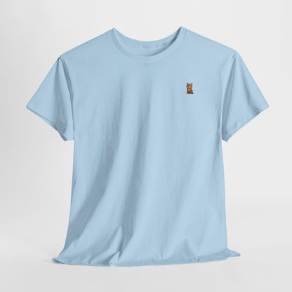 Brown kitten graphic T-shirt for cat lovers, featuring a cute cat design on a comfortable Printify T-shirt.