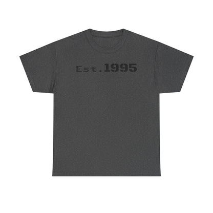 Unisex Heavy Cotton Tee - Est. 1995, Vintage Birthday Gift, Customizable Tee, Retro Unisex Shirt, Casual Everyday Wear