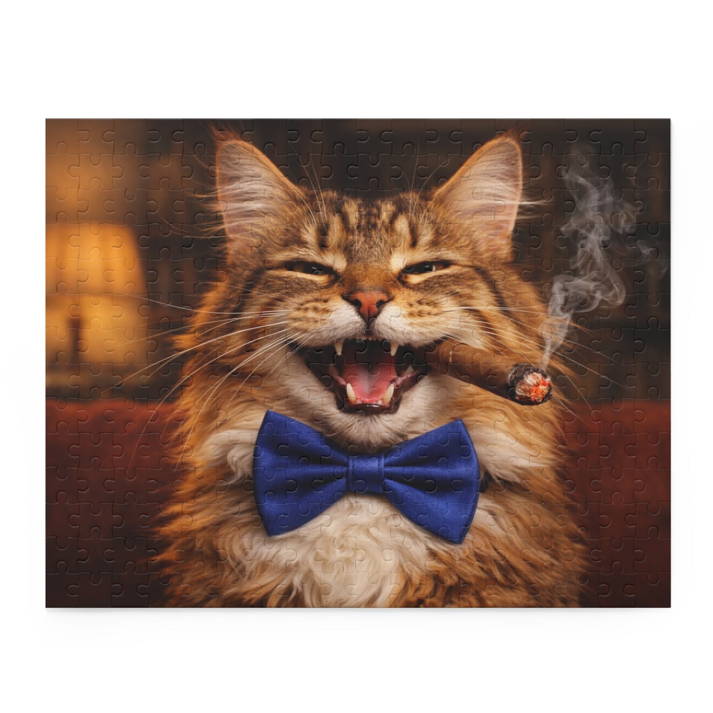 Laughing Cat with Cigar and Blue Bow Tie Puzzle