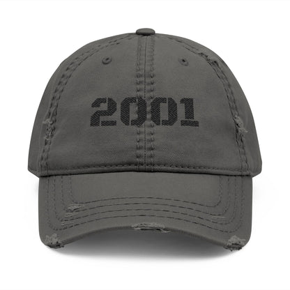 Distressed Dad Hat with 2001 Embroidery, Vintage Cap for Men, Trendy Gift for Dads, Casual Wear, Unisex Baseball Hat - TRV
