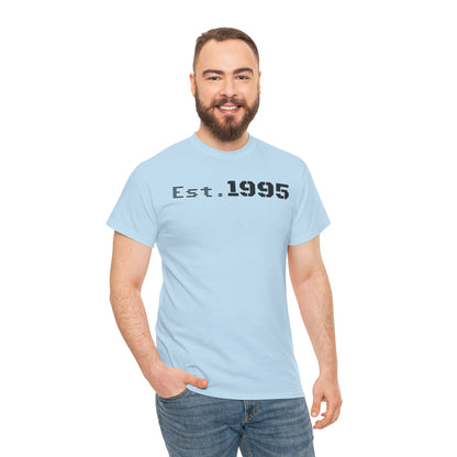 Unisex Heavy Cotton Tee - Est. 1995, Vintage Birthday Gift, Customizable Tee, Retro Unisex Shirt, Casual Everyday Wear