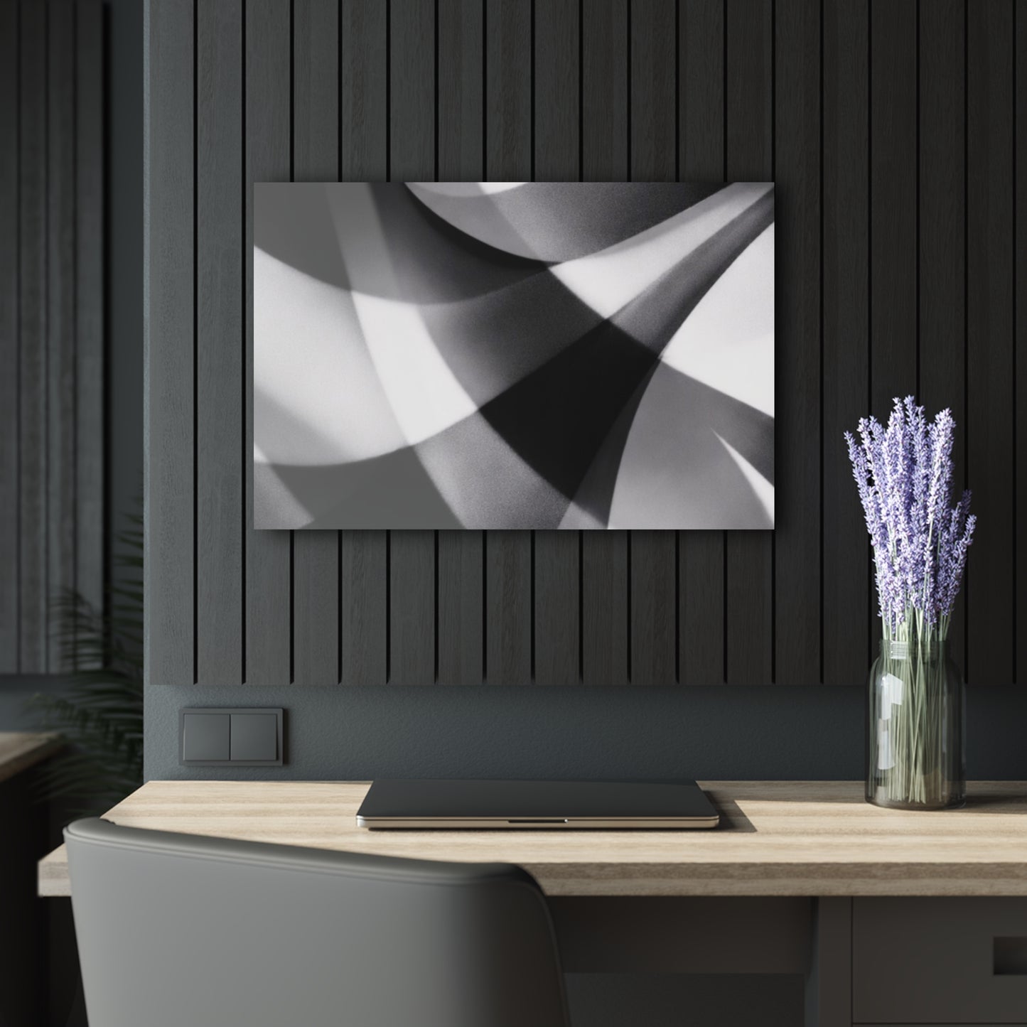 Abstract Black and White Geometric Acrylic Print | Wall Art French Cleat Hanging