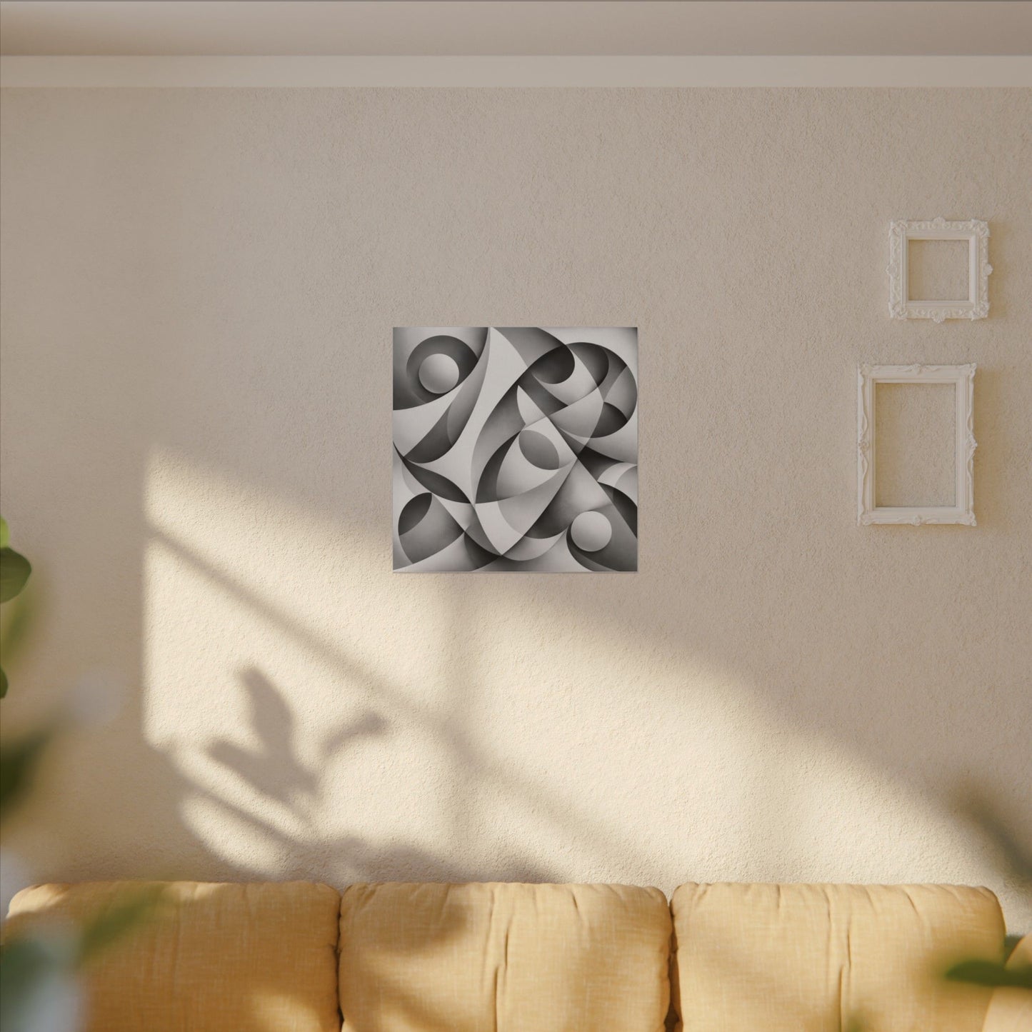 Monochrome Abstract Geometric Art Matte Canvas