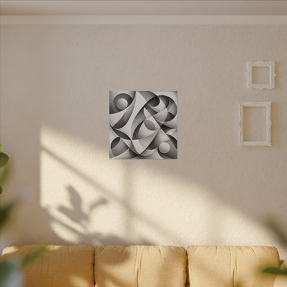 Monochrome Abstract Geometric Art Matte Canvas