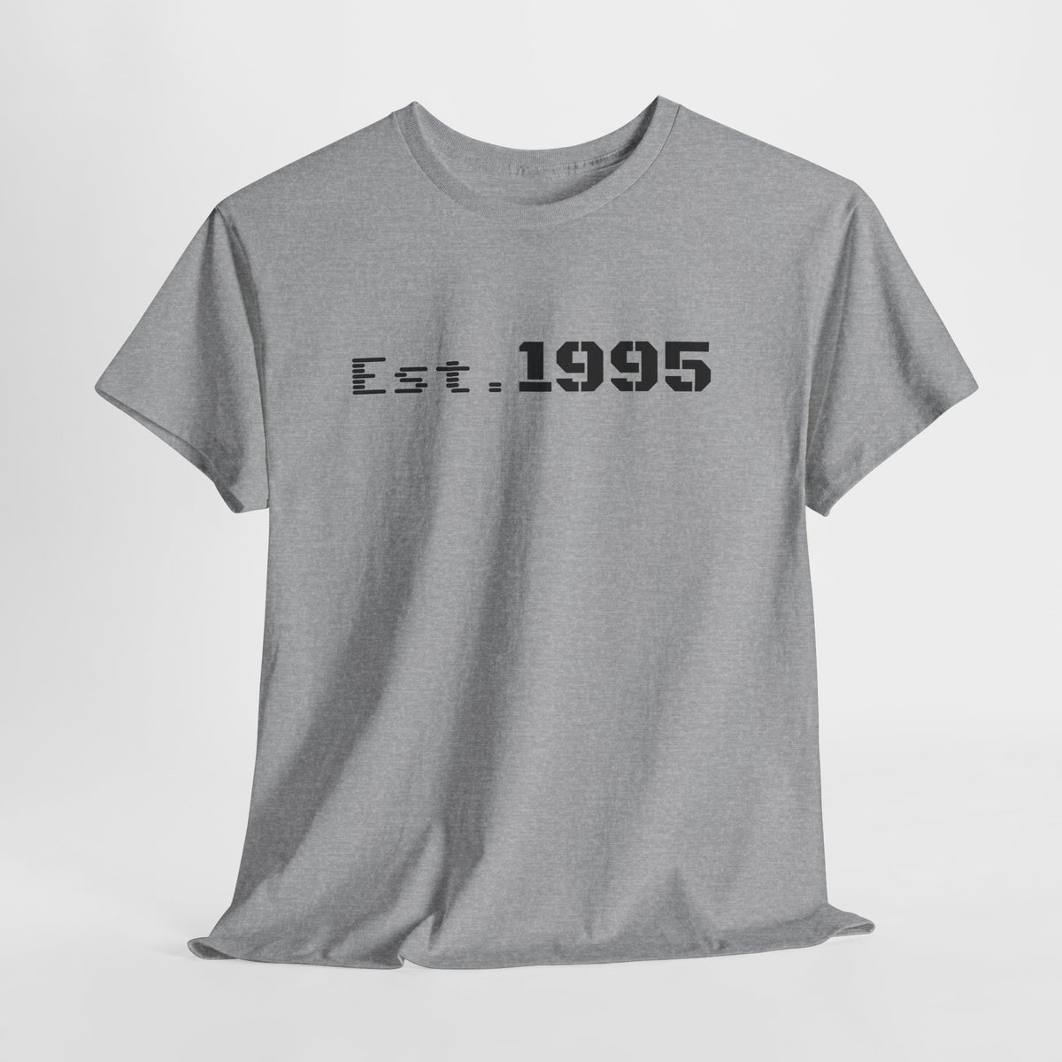 Vintage minimalist Est. 1995 T-shirt by Printify featuring a simple "Born in 1995" design on soft fabric.