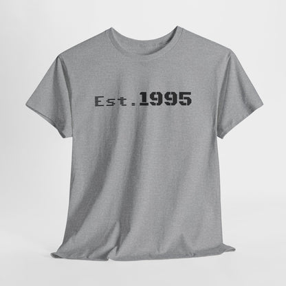 Vintage minimalist Est. 1995 T-shirt by Printify featuring a simple "Born in 1995" design on soft fabric.