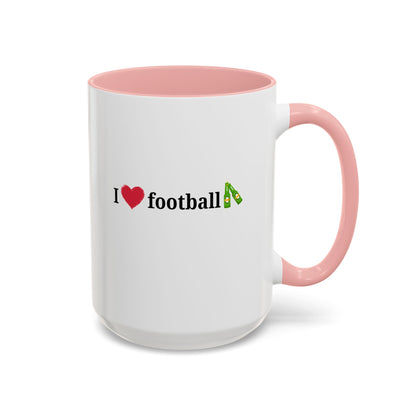 I Love Football Accent Coffee Mug, Perfect Gift for Sports Lovers, Football Enthusiasts, Unique Mug for Game Days, Home or Office Decor - TRV