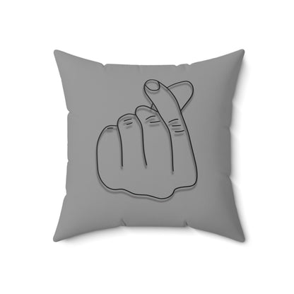 Minimalist hand gesture throw pillow by Printify, soft fabric with modern design, perfect for cozy home decor.