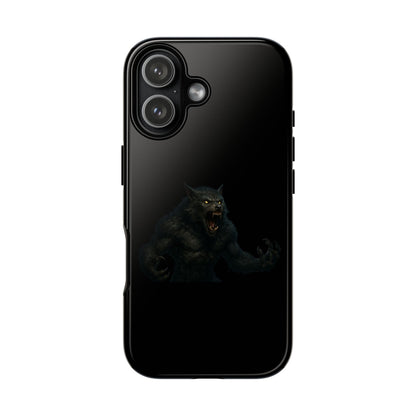 Werewolf phone case with dark monster graphic, tough protective design for smartphones by Printify