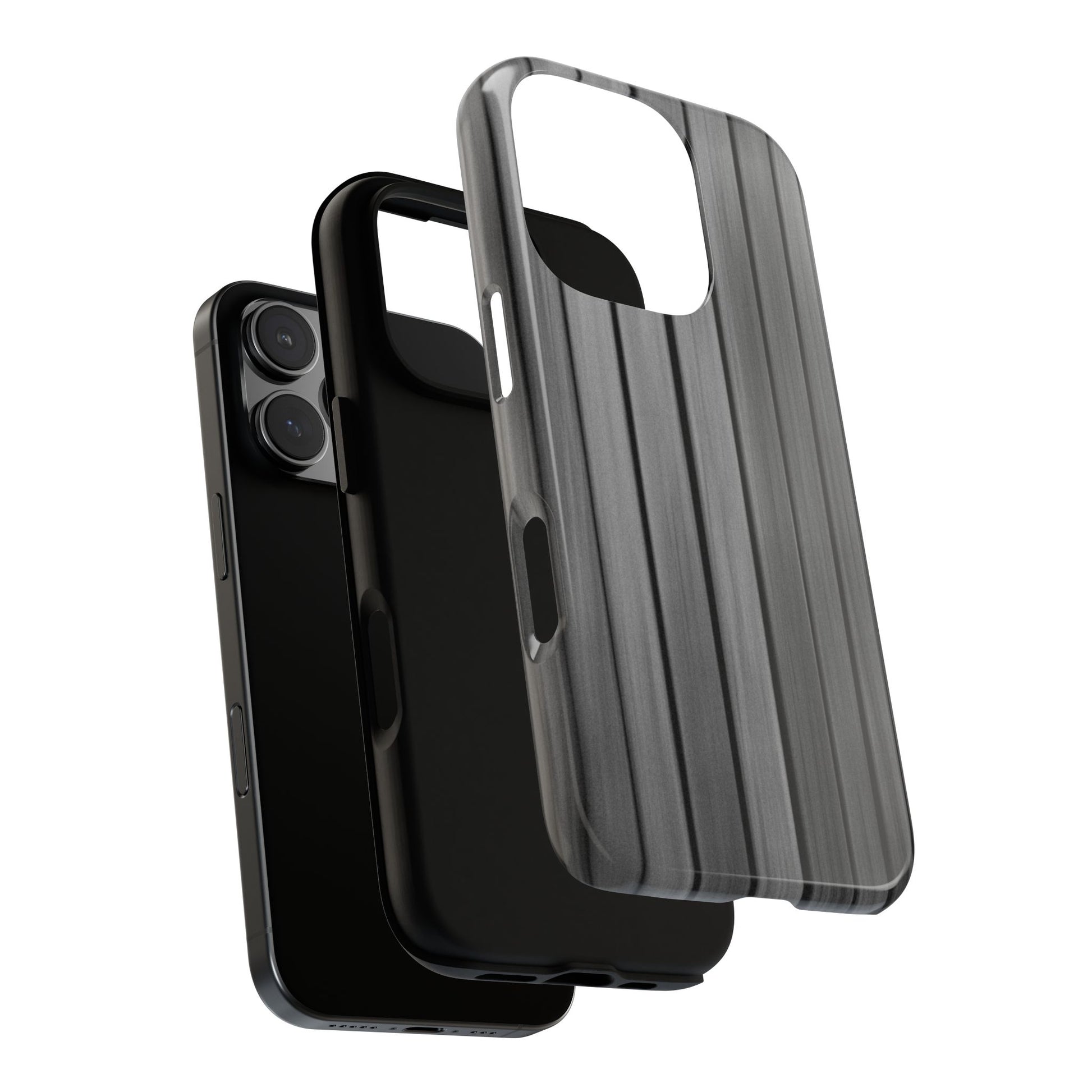 Ribbed metal texture phone case by Printify, tough protective iPhone cover with rugged metallic design.