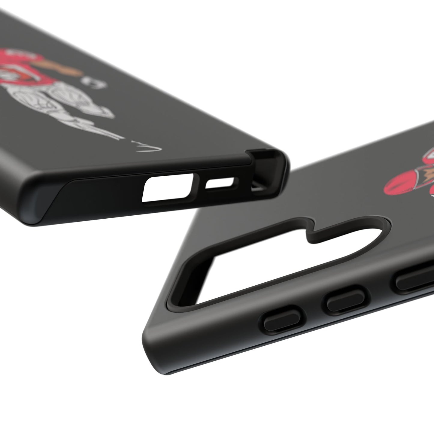 Black football player tough phone case for iPhone, printed protective sports case by Printify, designed for durability and style.