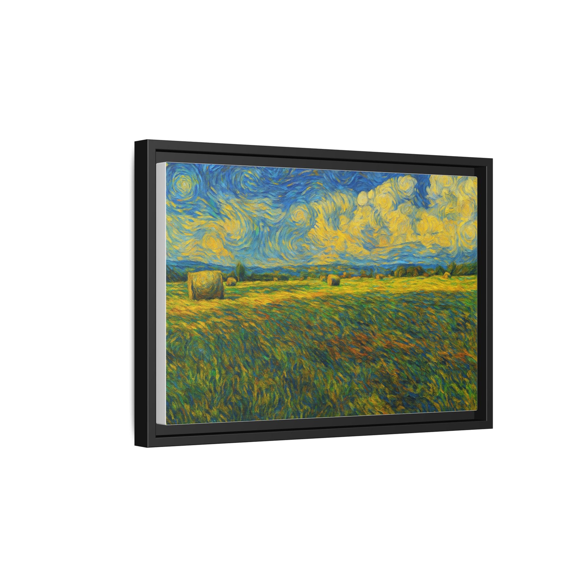 Framed multi-color landscape matte canvas print by Printify showcasing a vibrant scenic artwork on high-quality canvas.