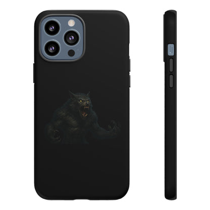 Dark monster graphic werewolf phone case by Printify, showing a tough protective design with fierce werewolf artwork.